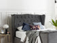 Elegant Studded Headboard Lift Up Ottoman Bed